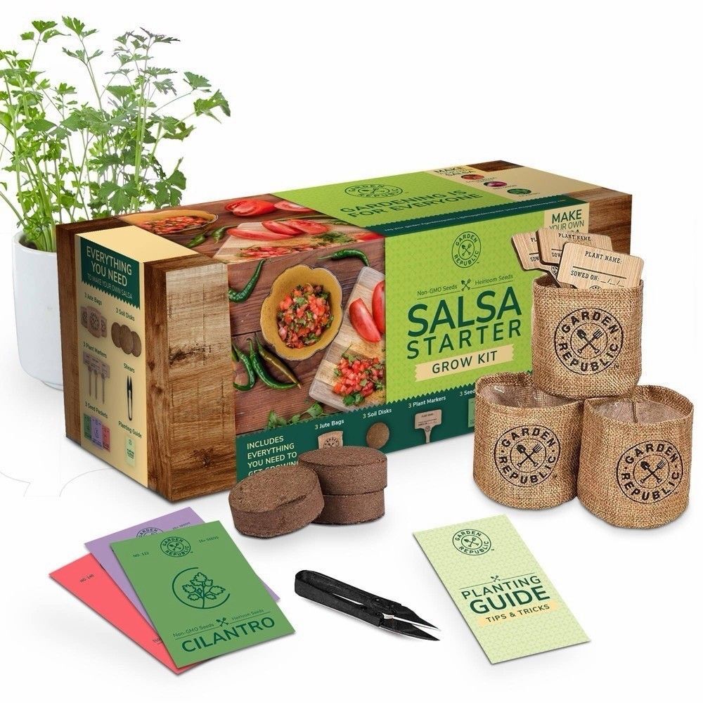 Garden Republic Salsa Starter Grow Kit Herb Vegetable Garden DIY Indoor Kit